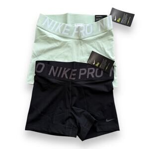 Nike Pro Women's Athletic Shorts - Mint Green and Black